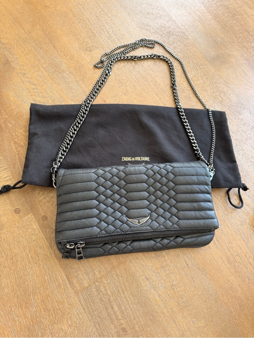 Zadig & Voltaire - Rock iconic quilted black leather clutch / bag - Picture 2 of 6